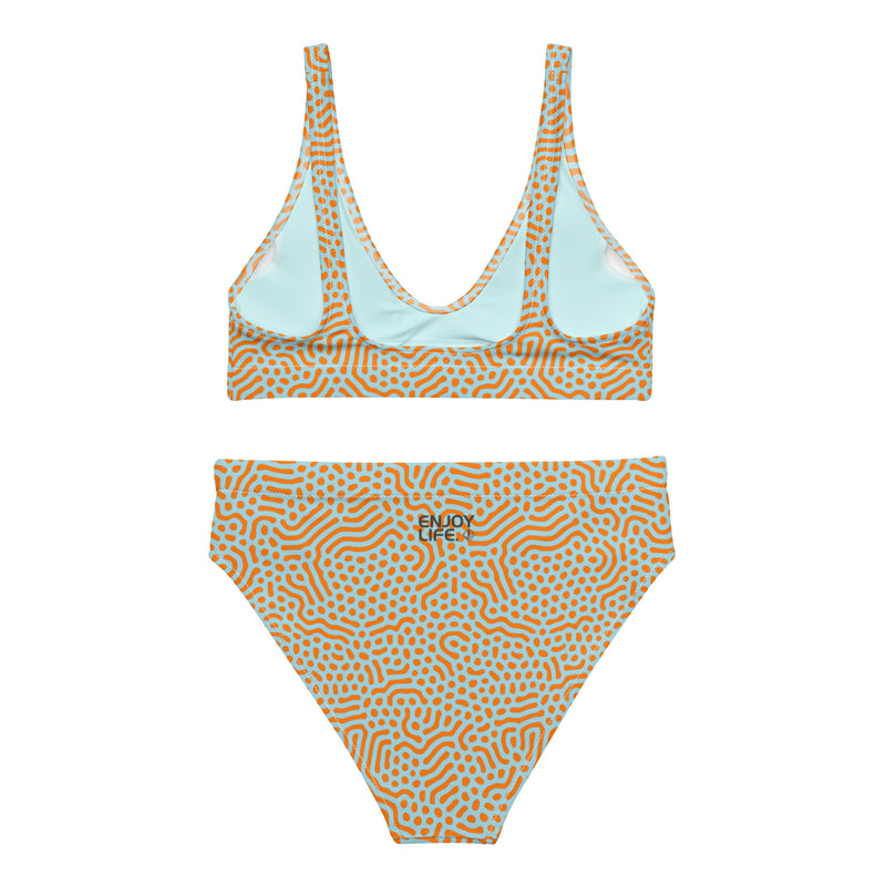 Life League Gear - "High Viz Coral and Blue" - Women's Bikini (White Trim)
