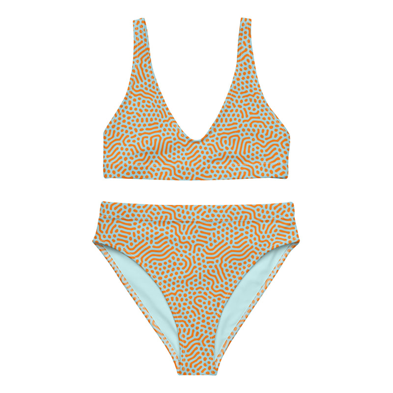 Life League Gear - "High Viz Coral and Blue" - Women's Bikini (White Trim)