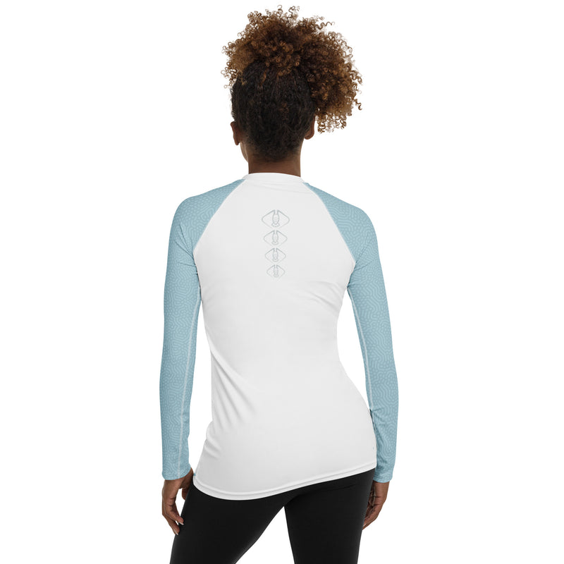 Lobster League "HUNTRESS" Women's Diver's Skin Light Blue/White/Coral Pattern