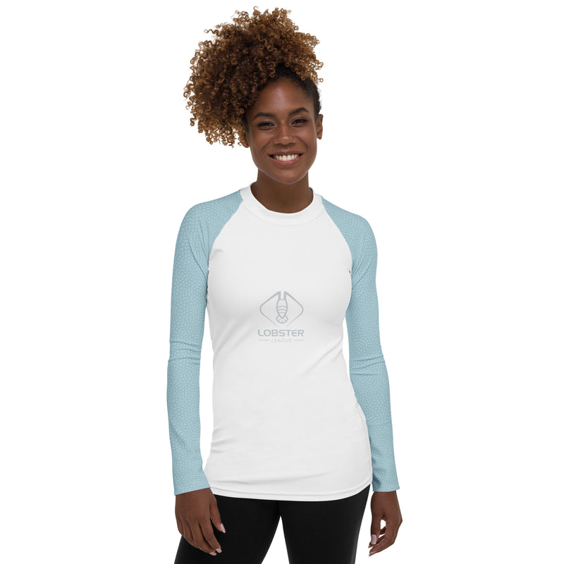 Lobster League "HUNTRESS" Women's Diver's Skin Light Blue/White/Coral Pattern