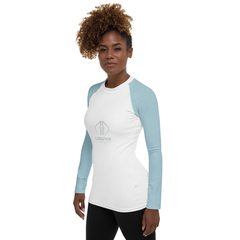 Lobster League "HUNTRESS" Women's Diver's Skin Light Blue/White/Coral Pattern