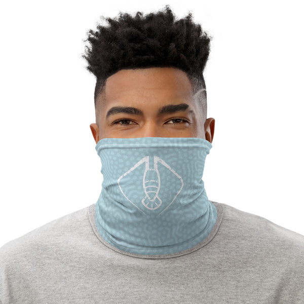 Lobster League Gear- Face Guard Light Blue/Coral Pattern