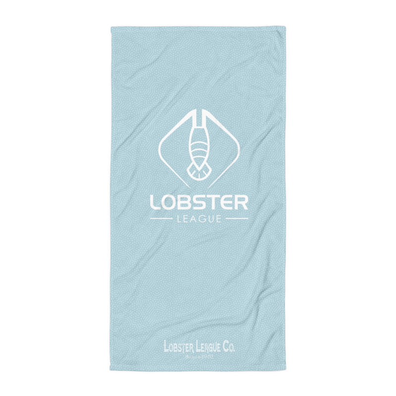 Lobster League Beach Towel (Light Blue / Coral Pattern)