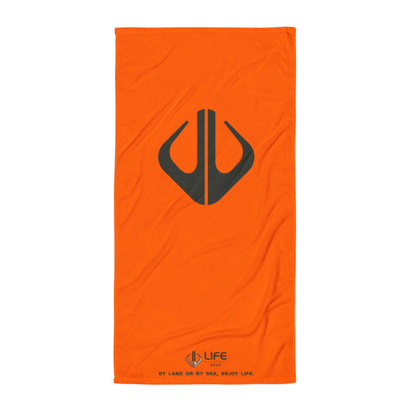 Life League Gear Towel - By Land or By Sea, Enjoy Life. (High Viz Orange)