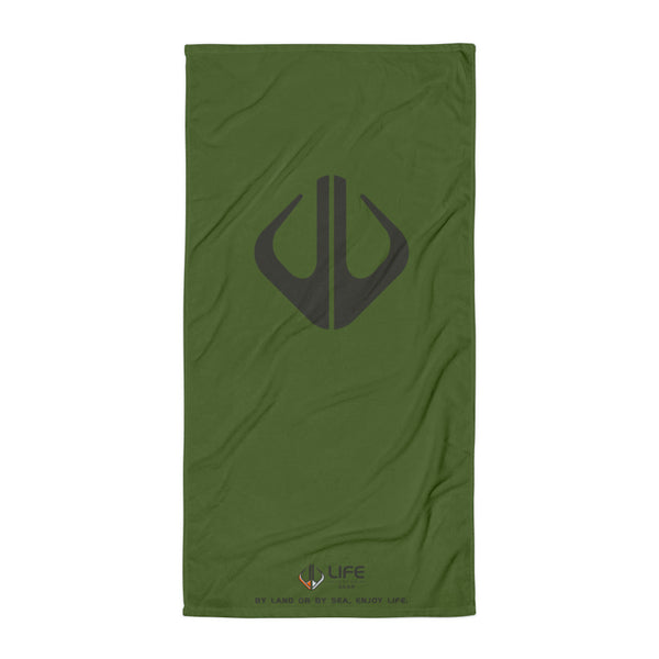Life League Gear Towel - By Land or By Sea, Enjoy Life. (Army Green)